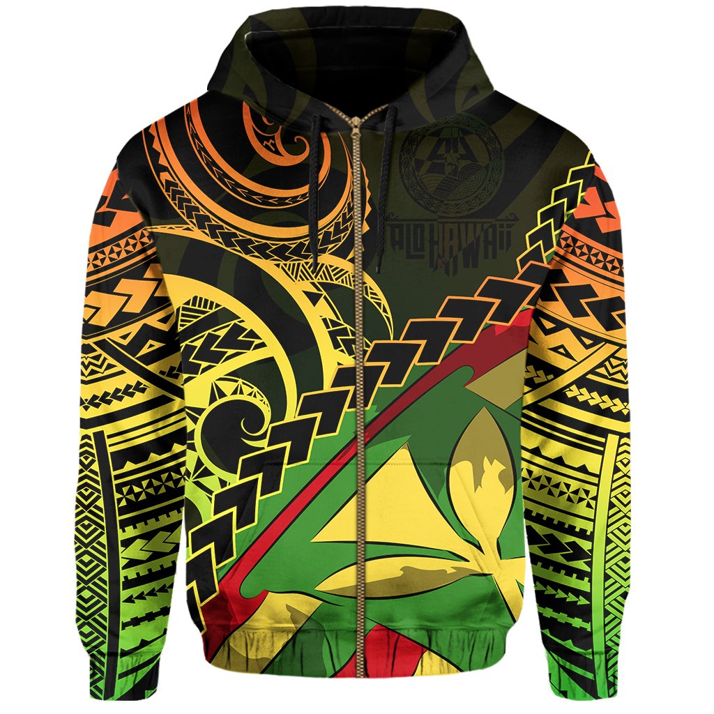 Polynesian Kakau Kanaka Maoli Hawaii Zip Hoodie - Polynesian Pride