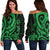 Tonga Women's Off Shoulder Sweater - Green Tentacle Turtle Green - Polynesian Pride