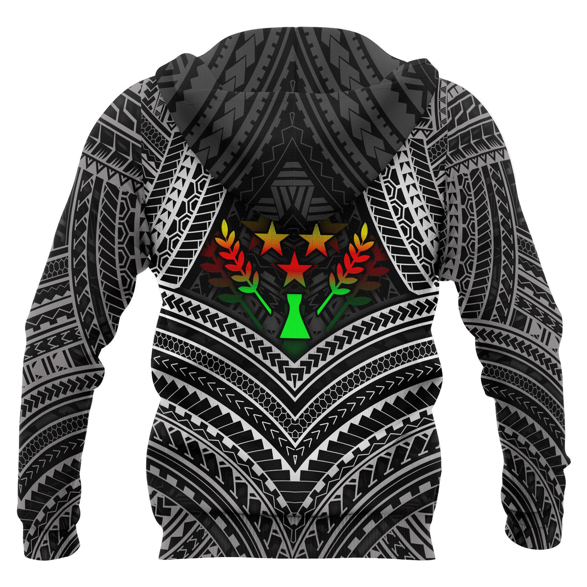 Kosrae Polynesian Zip up Hoodie Kosrae Flag Reggae Color - Polynesian Pride