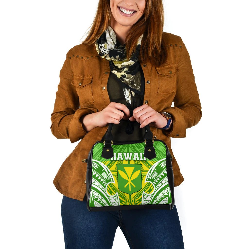 Hawaii Polynesian Shoulder Handbag - Hawaiian Pattern With Seal One Size Green - Polynesian Pride