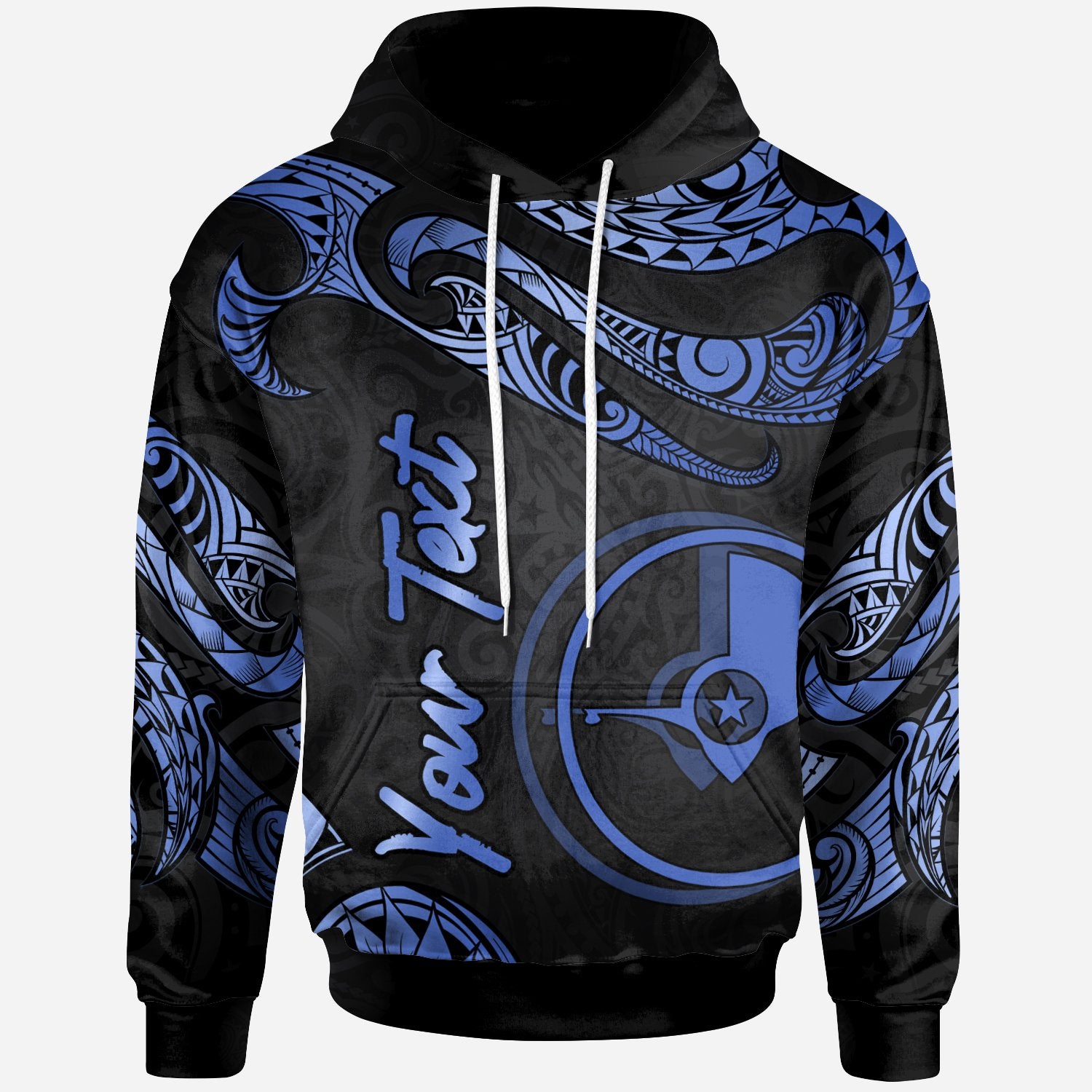 Yap Polynesian Custom Hoodie Polynesian Tattoo Blue Version Unisex Blue - Polynesian Pride