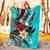 Hawaii Kanaka Maoli Premium Blanket - Tribal Flower With Special Turtles Blue Color - Polynesian Pride