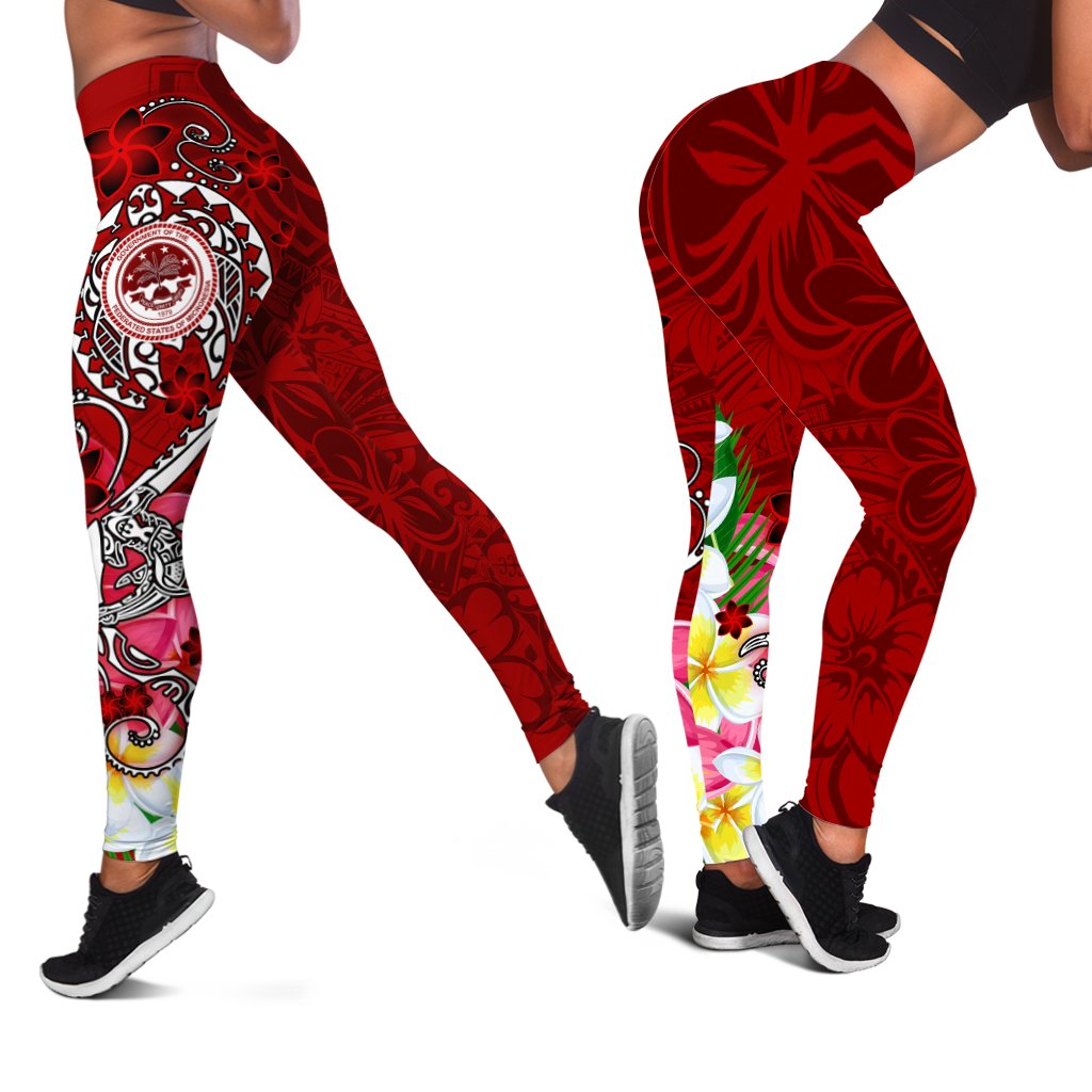 FSM Legging - Turtle Plumeria (RED) Red - Polynesian Pride