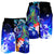 Cook Islands Men's Shorts - Humpback Whale with Tropical Flowers (Blue) - Polynesian Pride