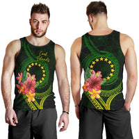 Cook Islands Polynesian Men's Tank Top - Floral With Seal Flag Color - Polynesian Pride