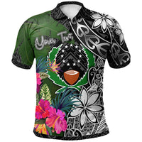 Pohnpei Custom Polo Shirt Turtle Plumeria Banana Leaf Unisex Black - Polynesian Pride