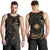 Marshall Islands Polynesian Men's Tank Top - Gold Tribal Wave Black - Polynesian Pride