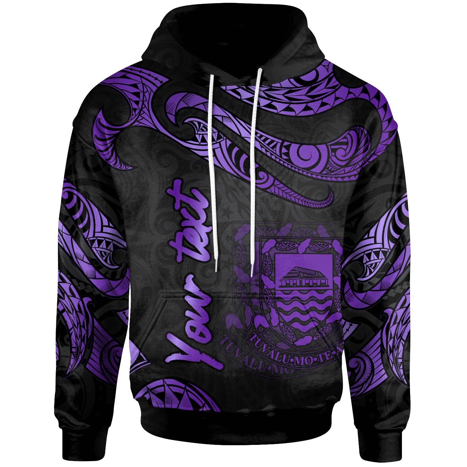 Tuvalu Polynesian Custom Hoodie Polynesian Tattoo Purple Version Unisex Purple - Polynesian Pride