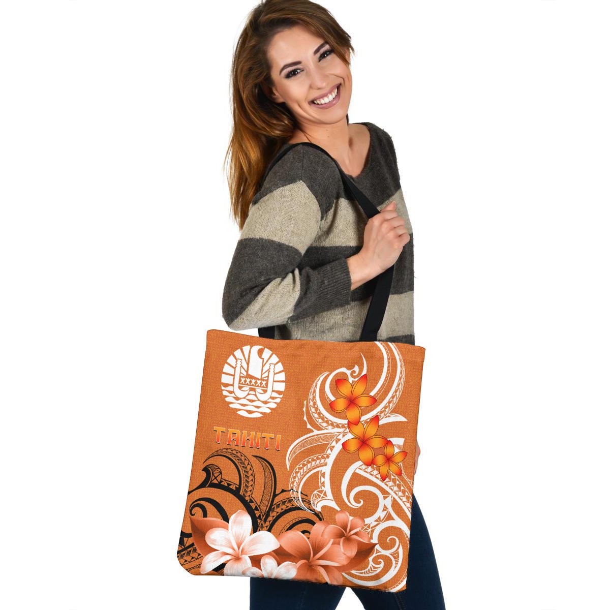 Tahiti Tote Bags - Tahitians Spirit Tote Bag One Size Orange - Polynesian Pride