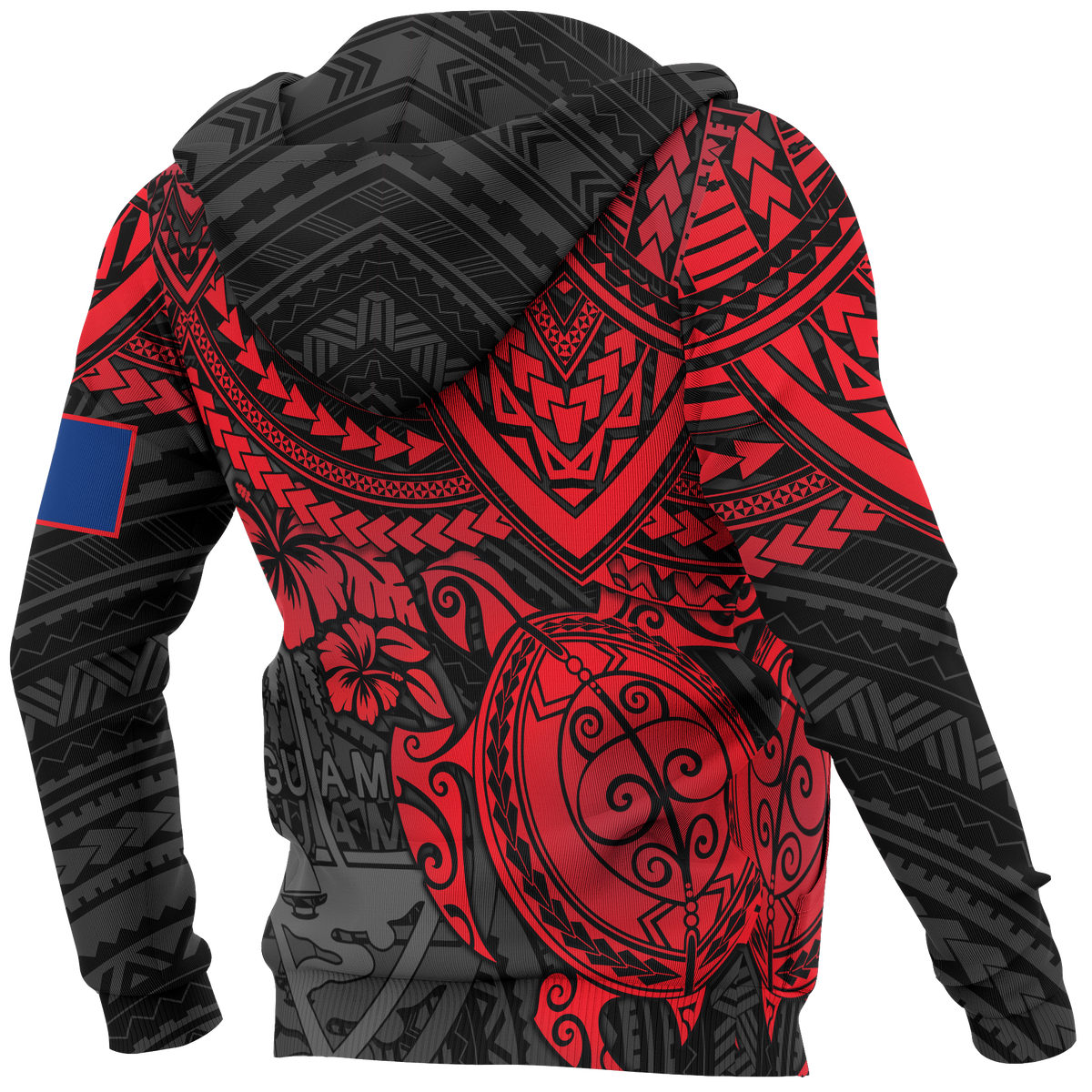 Guam Polynesian Hoodie (Zip up) Red Turtle - Polynesian Pride