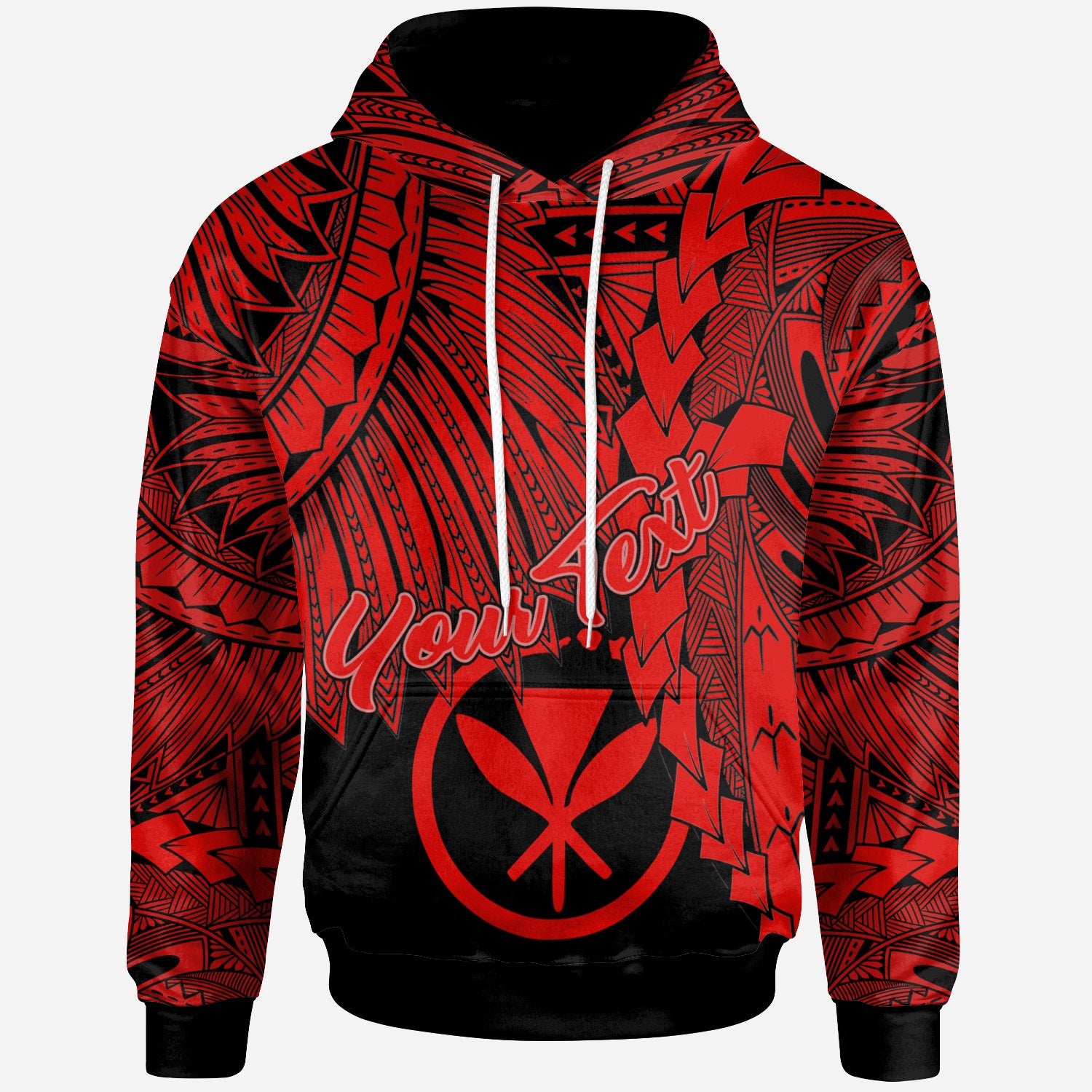 Polynesian Hawaii Custom Hoodie Tribal Wave Tattoo Red Unisex Red - Polynesian Pride