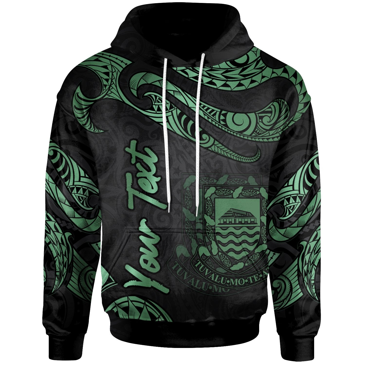 Tuvalu Polynesian Custom Hoodie Polynesian Tattoo Green Version Unisex Green - Polynesian Pride