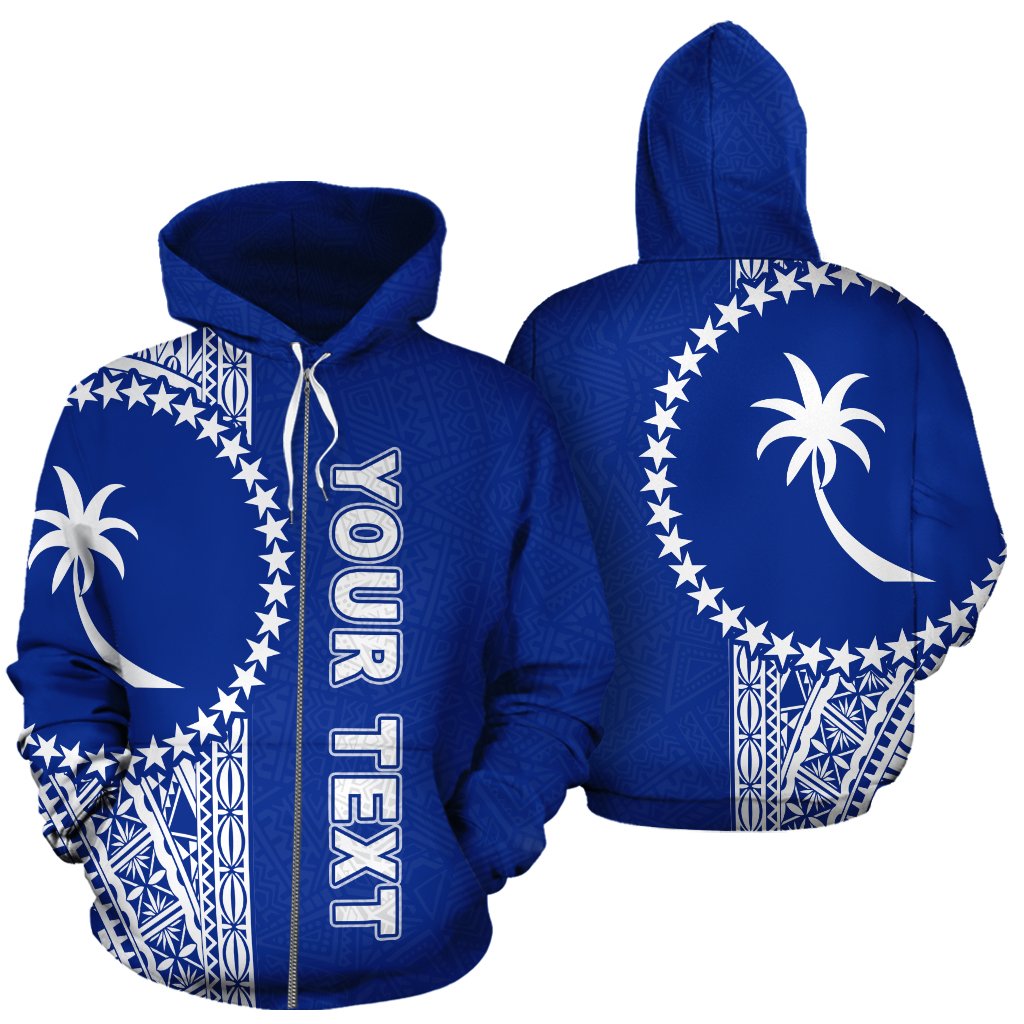 Chuuk Polynesian Custom Zip up Hoodie Blue White Line Unisex Blue White - Polynesian Pride