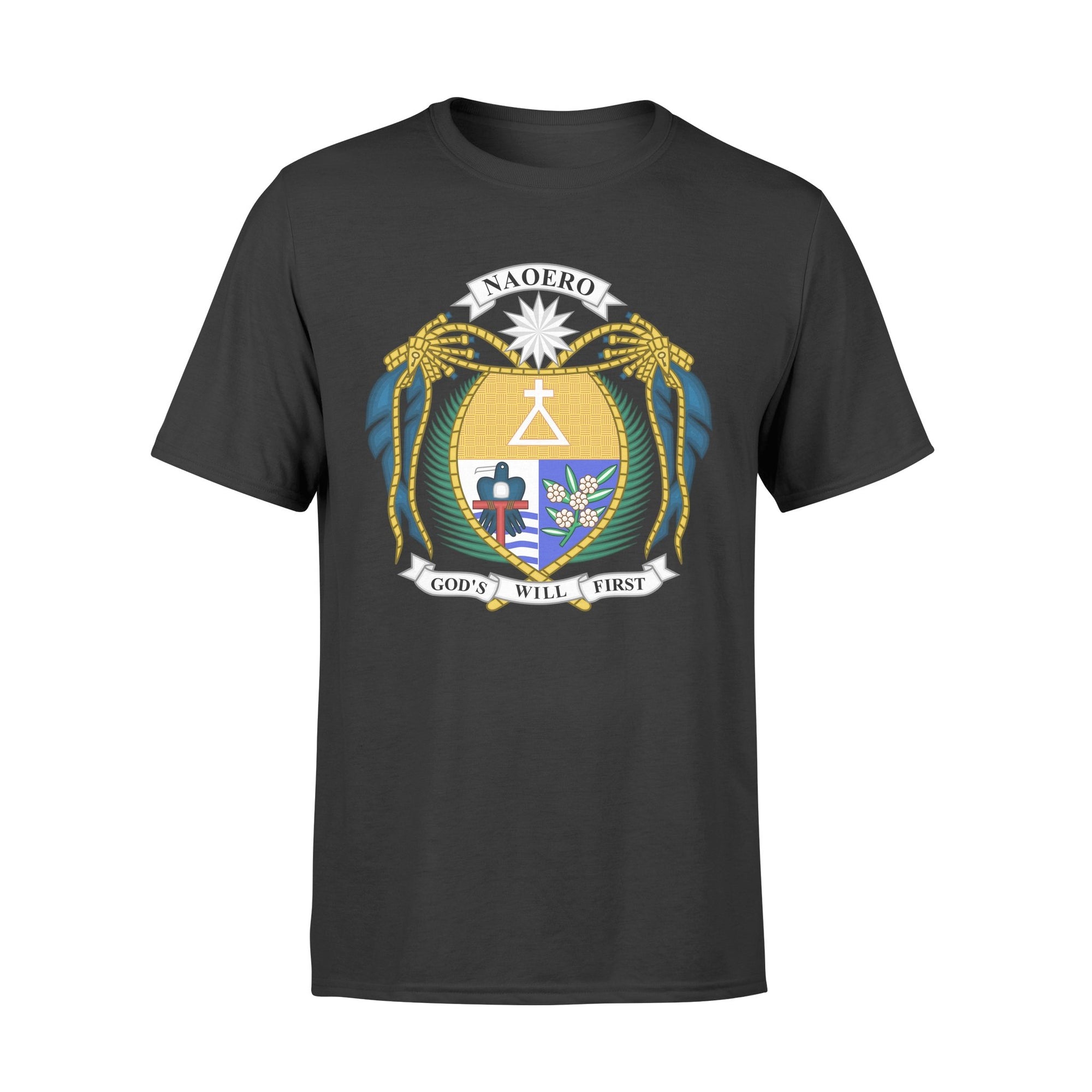 Nauru T Shirt Nauru Coat of Arm Unisex Black - Polynesian Pride