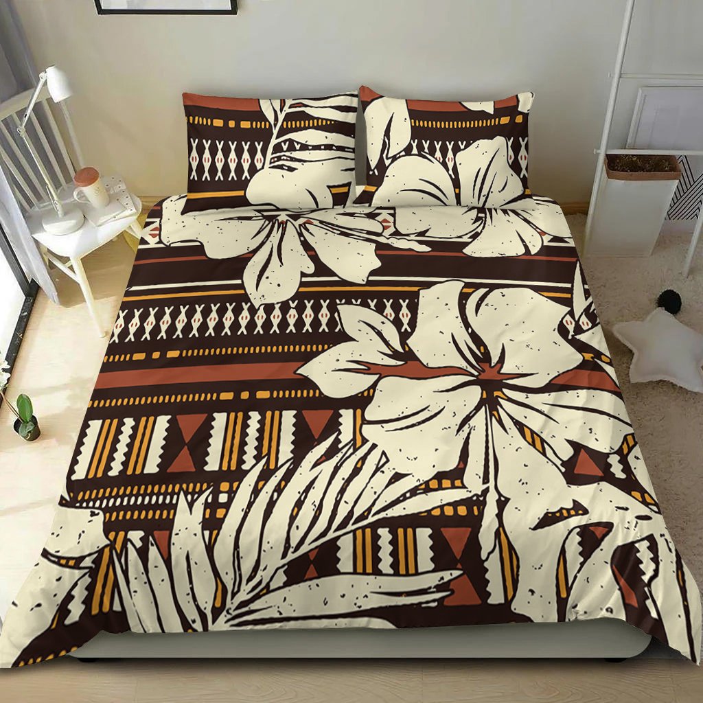 Polynesian Bedding Set - Hibiscus Flower Tribal Fabric Wallpaper Art - Polynesian Pride