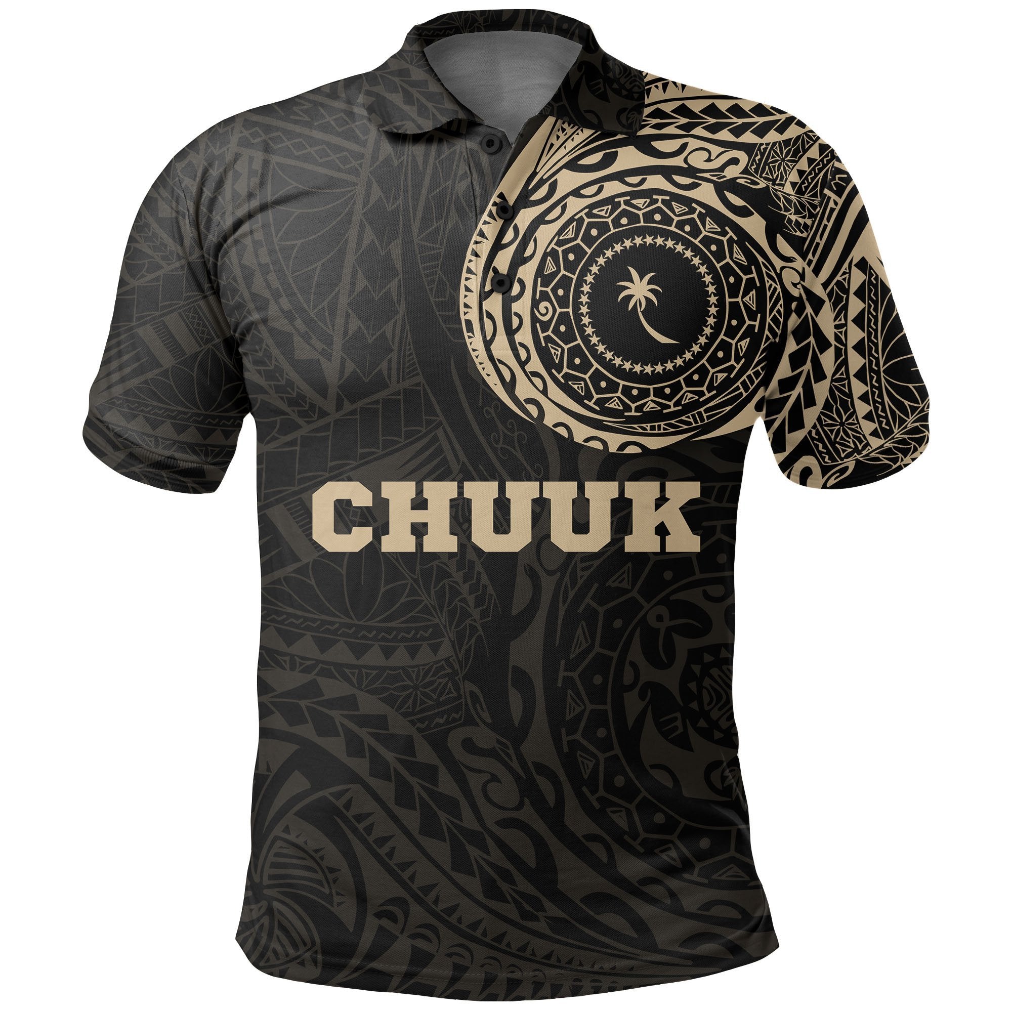 Chuuk Polo Shirt Chuuk Flag Polynesian Tattoo A7 Unisex Black - Polynesian Pride