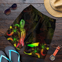 Tokelau Polynesian Men's Shorts - Turtle With Blooming Hibiscus Reggae Reggae - Polynesian Pride