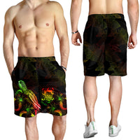 Tuvalu Polynesian Men's Shorts - Turtle With Blooming Hibiscus Reggae - Polynesian Pride