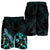 Tonga Polynesian Men's Shorts - Turtle With Blooming Hibiscus Turquoise - Polynesian Pride