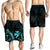 Wallis and Futuna Polynesian Men's Shorts - Turtle With Blooming Hibiscus Turquoise - Polynesian Pride