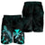 Wallis and Futuna Polynesian Men's Shorts - Turtle With Blooming Hibiscus Turquoise - Polynesian Pride