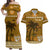 Custom Bula Fiji Matching Hawaiian Shirt and Dress Fijian Tapa Patterns with Palm Tree Gold LT13 Gold - Polynesian Pride