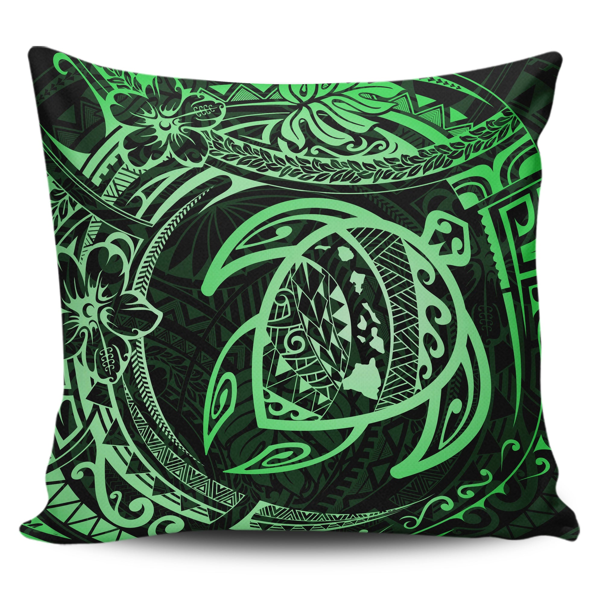 Hawaiian Turtle Polynesian Green Pillow Covers One Size Green - Polynesian Pride