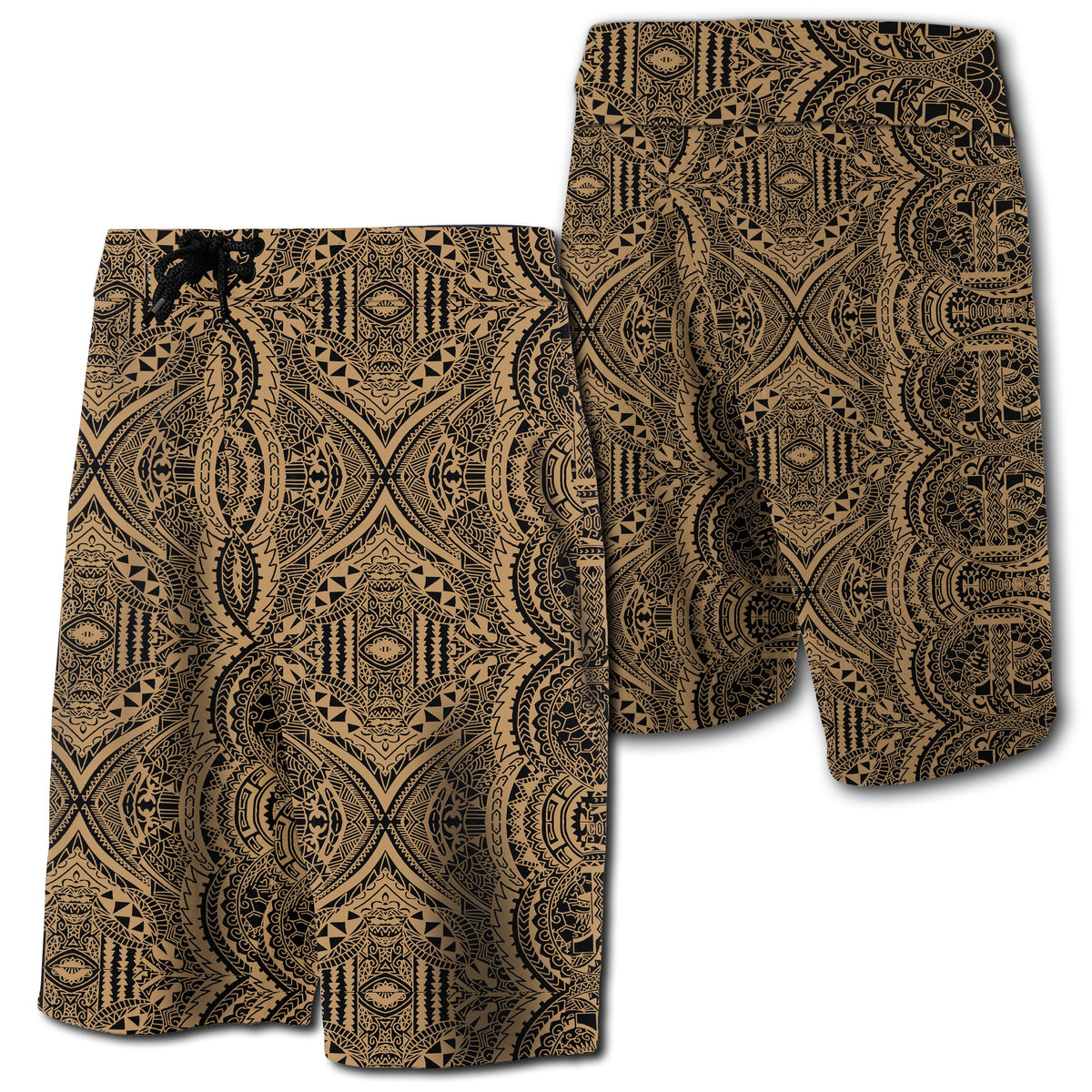 Hawaii Polynesian Symmetry Board Shorts Gold Men Gold - Polynesian Pride