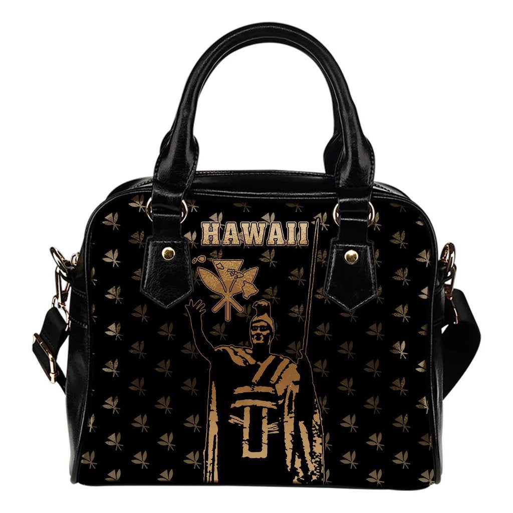 Hawaii King Kanaka Maoli Golden Shoulder Handbag One Size White - Polynesian Pride