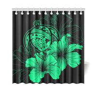 Hawaii Hibiscus Shower Curtain - Turtle Map - Pastel Green - Polynesian Pride