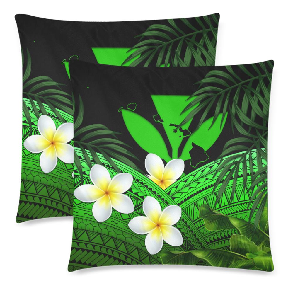 Kanaka Maoli (Hawaiian) Pillow Cases, Polynesian Plumeria Banana Leaves Green - Polynesian Pride