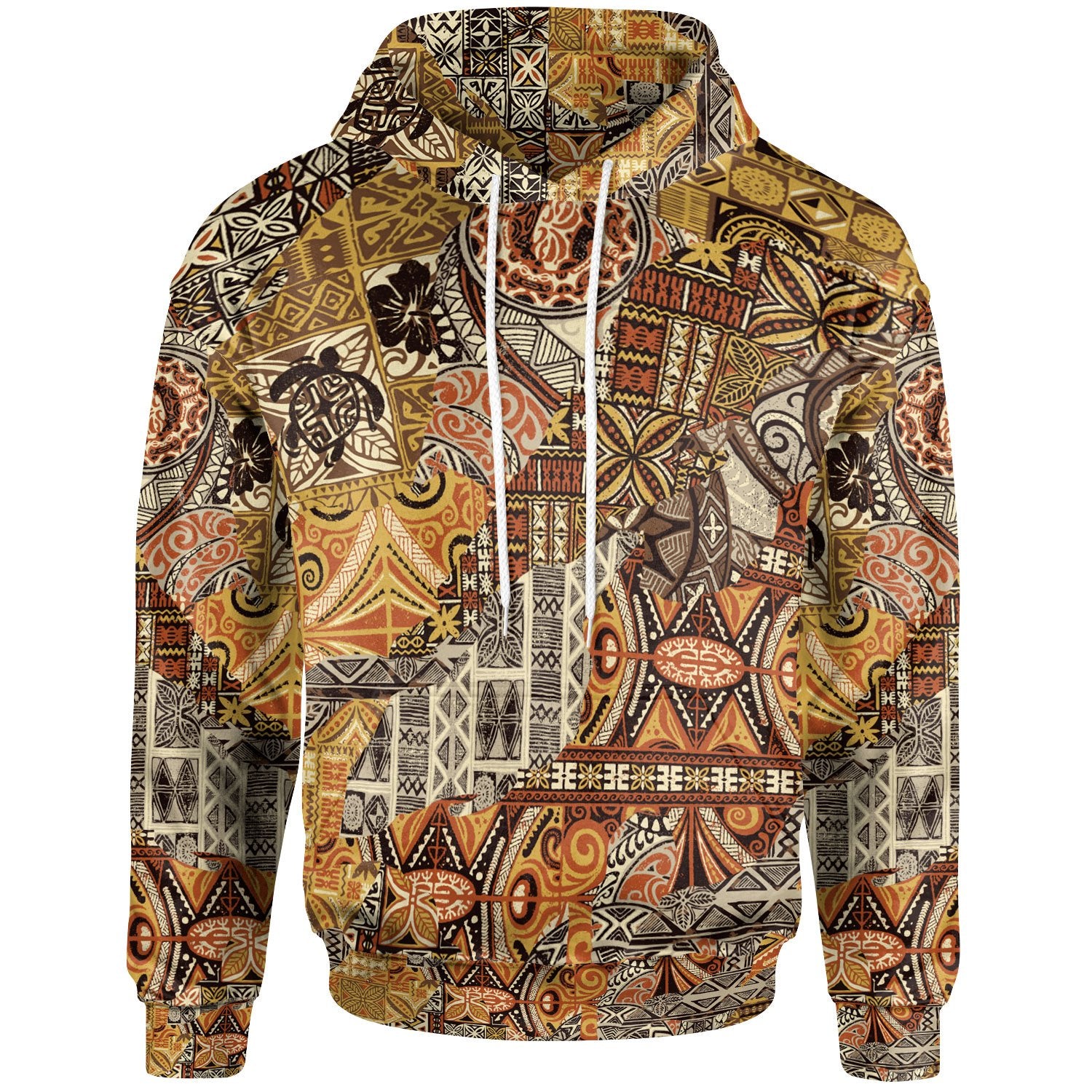 Polynesian Hoodie Tribal Fabric Patchwork Special Style Unisex Vintage Color - Polynesian Pride