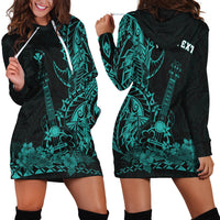 (Custom Personalised) Hawaii Polynesian Hoodie Dress Ukulele Turquoise LT13 Turquoise - Polynesian Pride