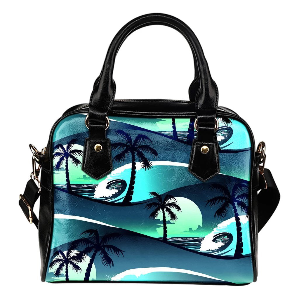 Coconut Tree Shoulder Handbag 02 One Size Black - Polynesian Pride