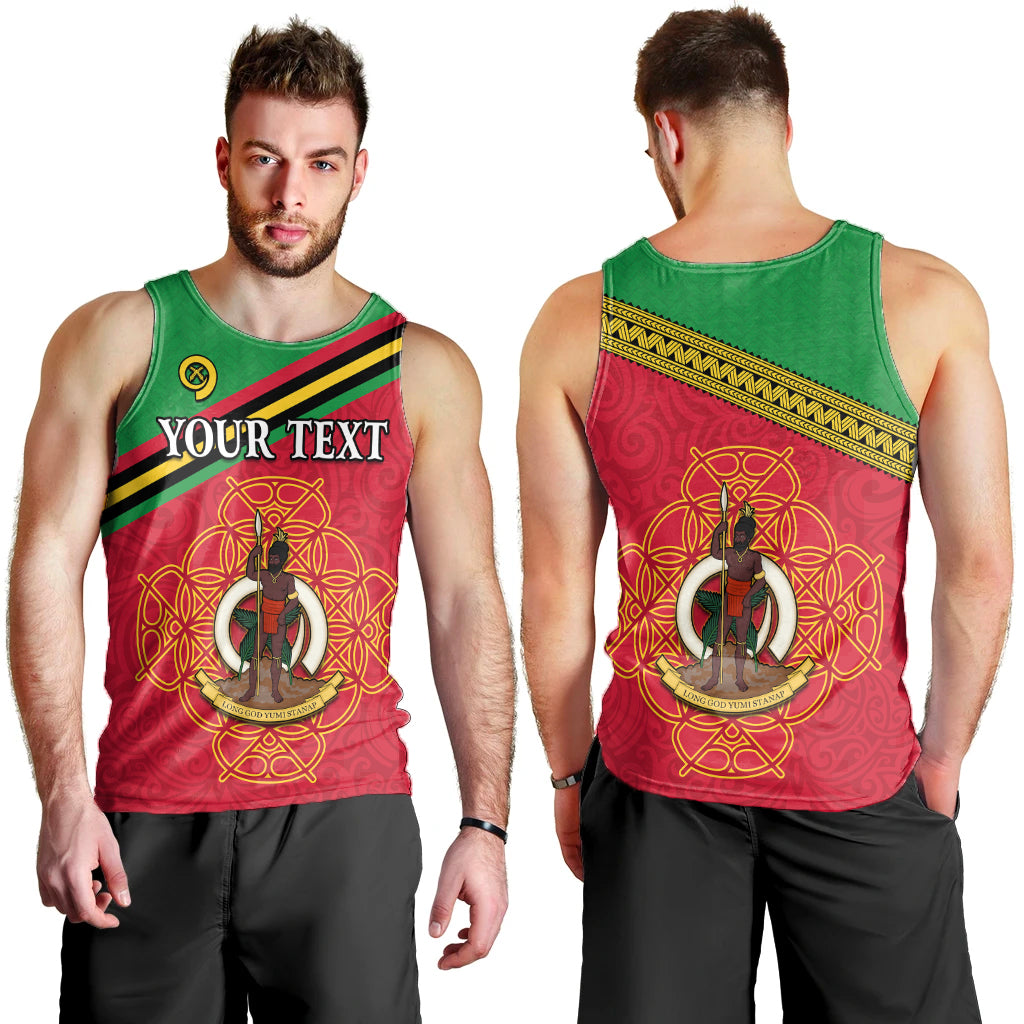 (Custom Personalised) Vanuatu Men Tank Top Pattern Sand Drawing LT13 Red - Polynesian Pride