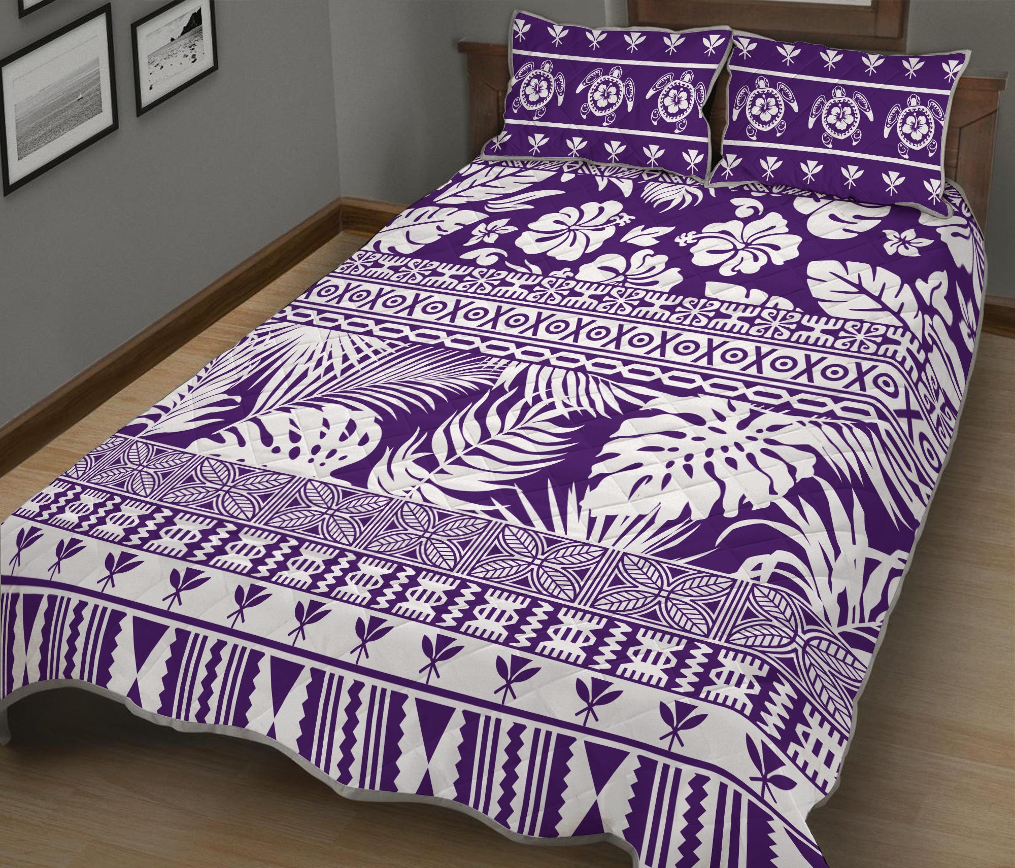 Hawaii Quilt Bed Set Pattern Version Unique Purple LT13 Purple - Polynesian Pride