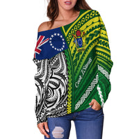 Cook Islands Unique Off Shoulder Sweater Polynesia Pattern LT13 - Polynesian Pride