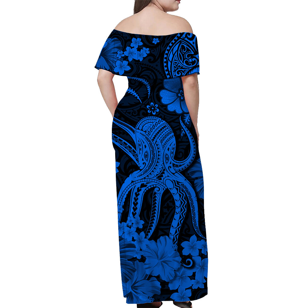 Hawaii Matching Dress and Hawaiian Shirt Polynesia Blue Octopus LT13 - Polynesian Pride