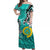 Vanuatu Color Off Shoulder Long Dress Pig Tusk Version Turquoise LT13 Long Dress Turquoise - Polynesian Pride