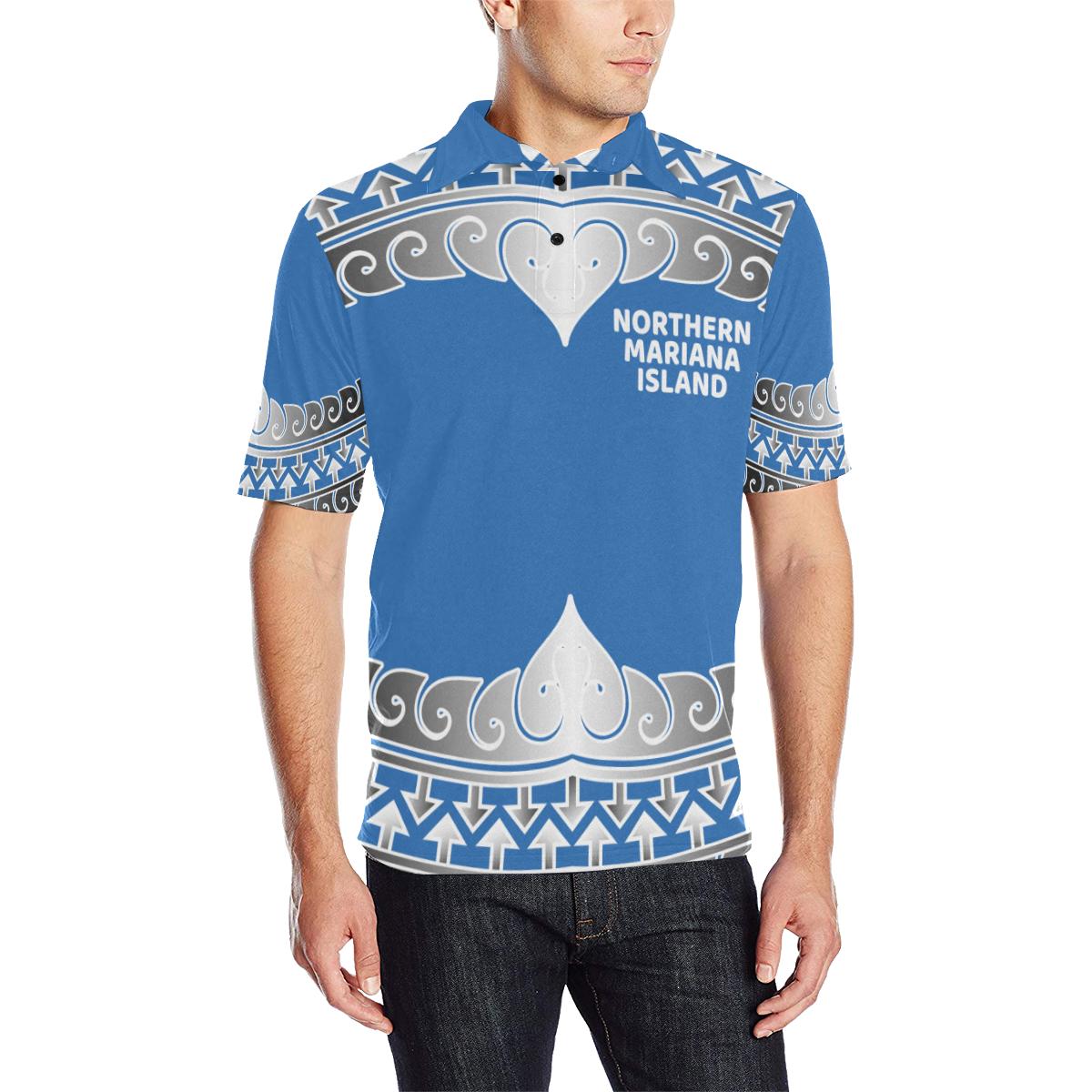 Northern Mariana Islands Polo Shirt Wave Style Unisex Blue - Polynesian Pride