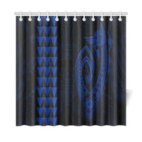 Hawaii Kakau Makau Fish Hook Polynesian Shower Curtain - Blue - Polynesian Pride