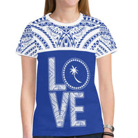 Chuuk States New All Over Print T Shirt Chuuk Love & F S M Seal Blue Version - Polynesian Pride
