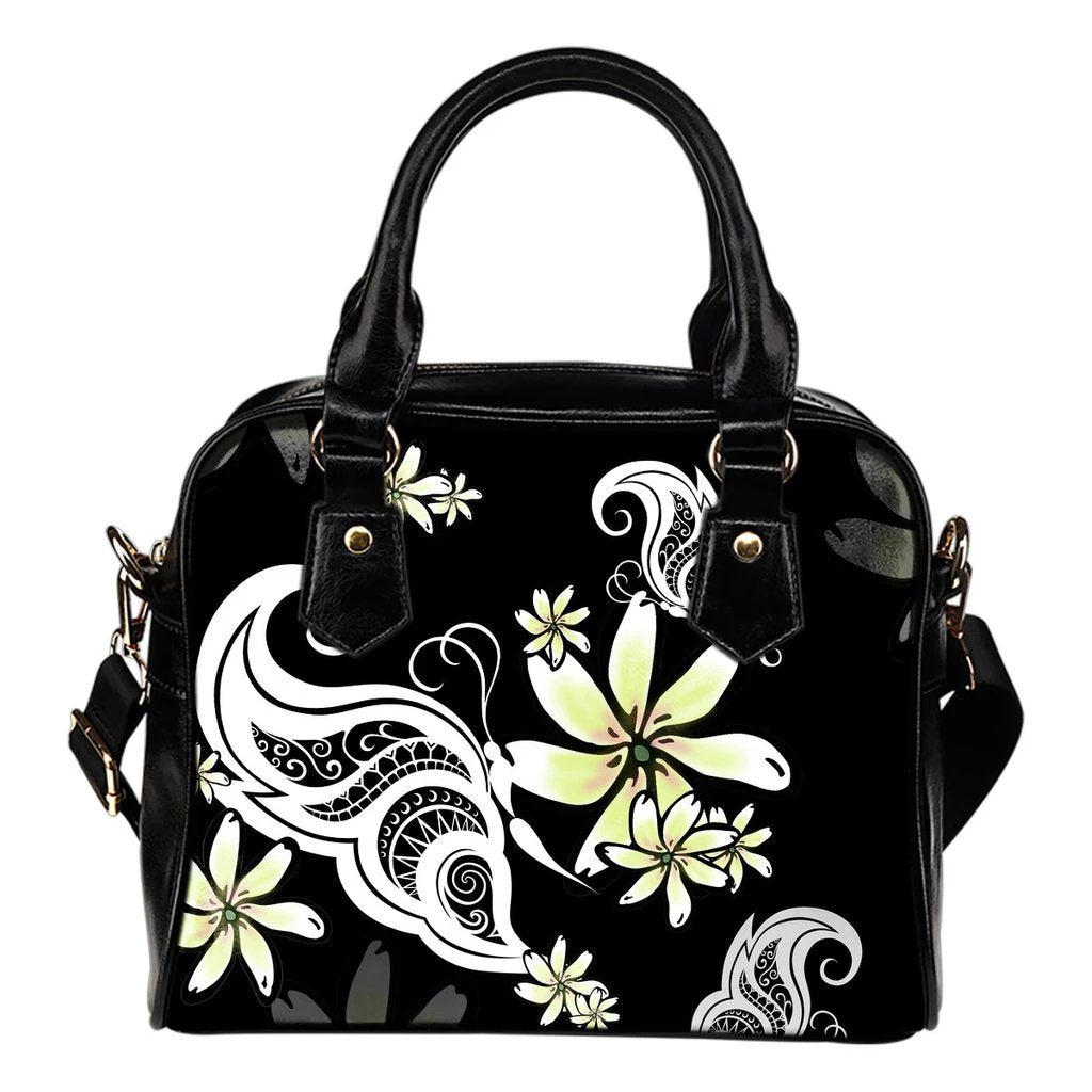 Plumeria Shoulder Handbag 04 One Size Black - Polynesian Pride