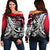 Samoa Women's Off Shoulder Sweater - Tribal Jungle Pattern Red Color Red - Polynesian Pride