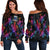 Samoa Women's Off Shoulder Sweater - Sea Turtle In Tribal Polynesian Style Black - Polynesian Pride