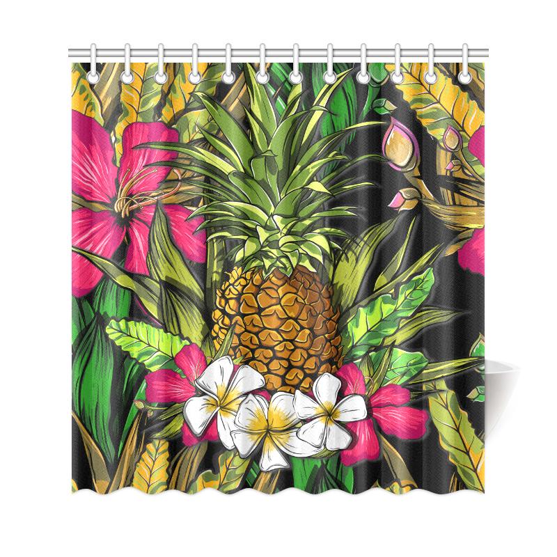 Hawaii Tropical Flowers Pineapple Shower Curtain - Polynesian Pride