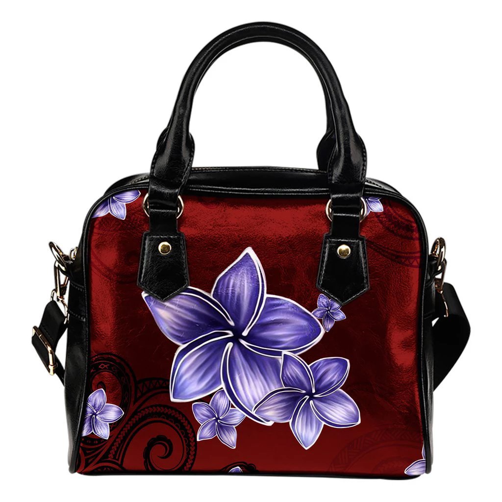 Plumeria Shoulder Handbag 01 One Size Black - Polynesian Pride