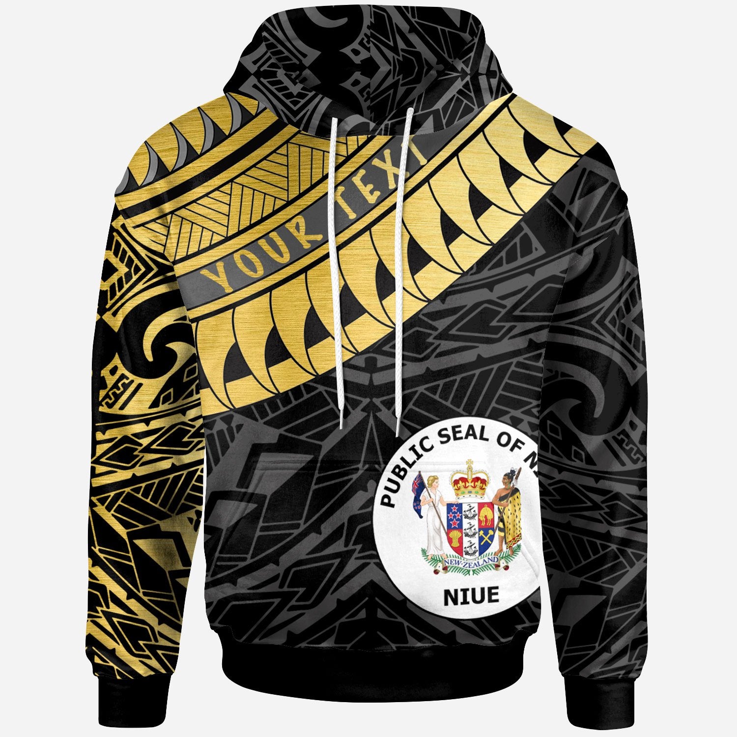 Niue Custom Hoodie Niue Ginger Lei Pattern Gold Unisex Gold - Polynesian Pride