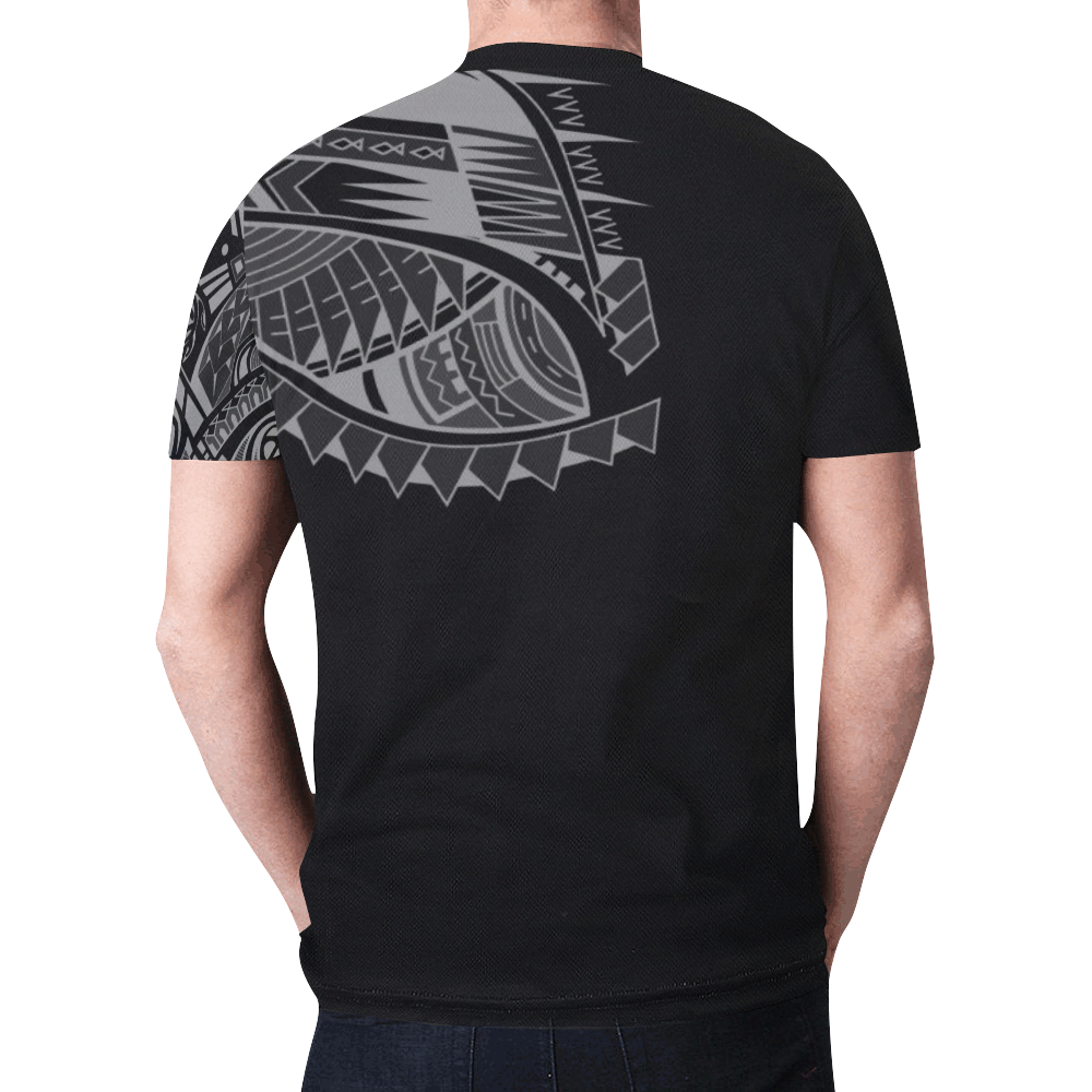 Polynesian T Shirt Polynesian Chest Tattoo Special Gray - Polynesian Pride