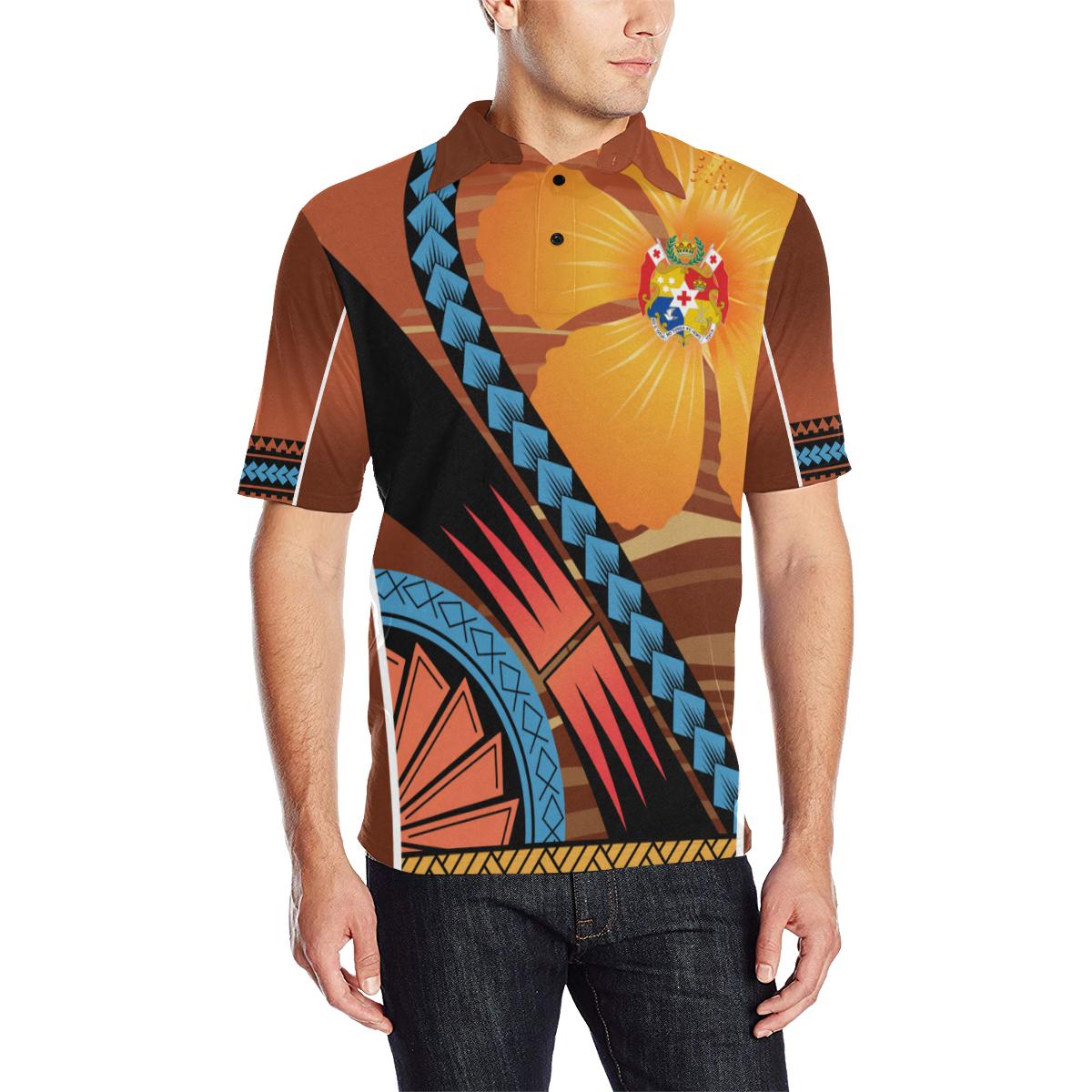 Tonga All Over Print Polo Shirt Tonga Coat Of Arms Sport Style Unisex Orange - Polynesian Pride